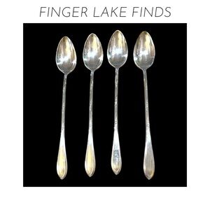 Set of Four New England Silver Plate Ice Tea Spoons
